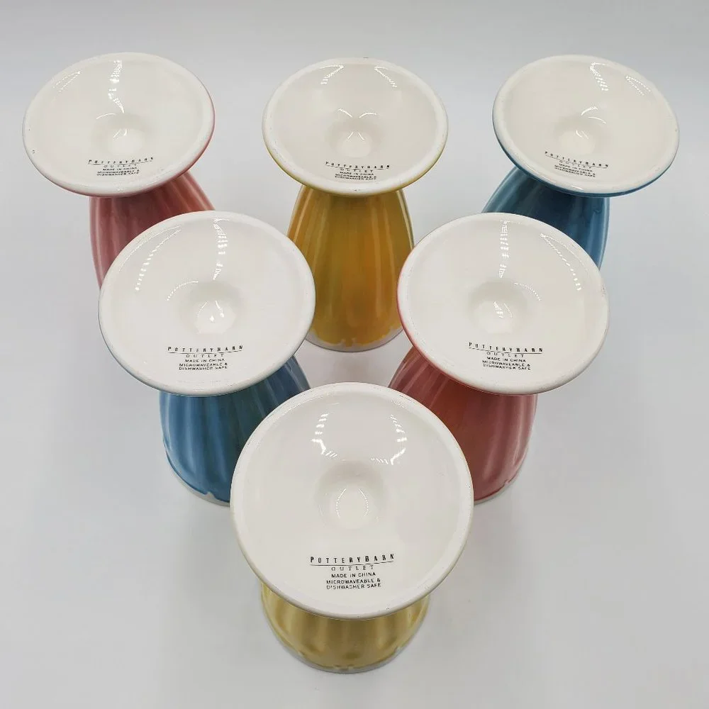 Pottery Barn Outlet Milkshake Ceramic Glass (6) & Spoons (6)